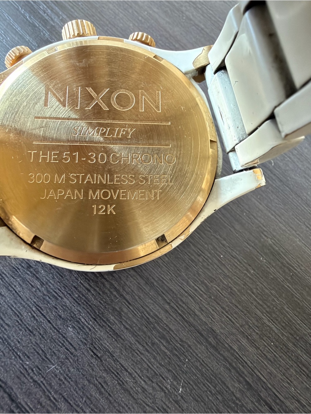 Nixon 51-30 Chrono Mens Watch White Gold Matte Finish 300M Diver 51mm 12K - Picture 3 of 8